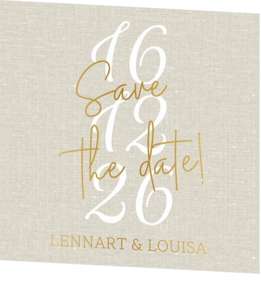 Save the date kaart - Linnen goudfolie