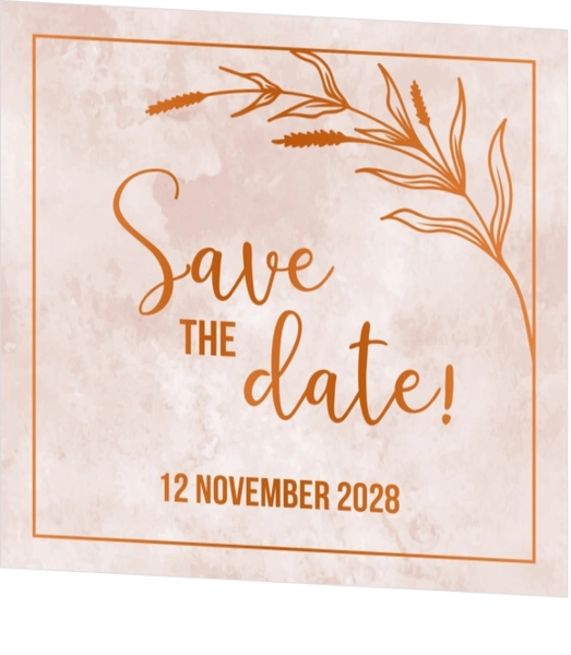 Save the date kaart - Botanisch met koperfoliedruk