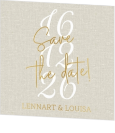 Save the date kaart - Linnen goudfolie