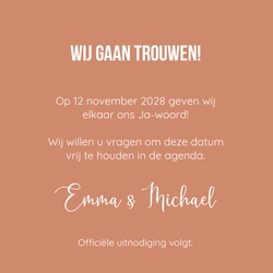 Save the date kaart - Botanisch met koperfoliedruk