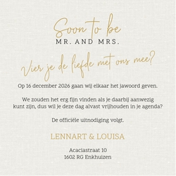 Save the date kaart - Linnen goudfolie